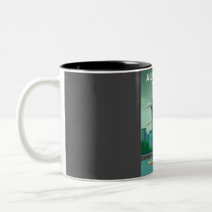 Caneca De Café Em Dois Tons Auckland Nova Zelândia Vintage - Viagem mínima ret