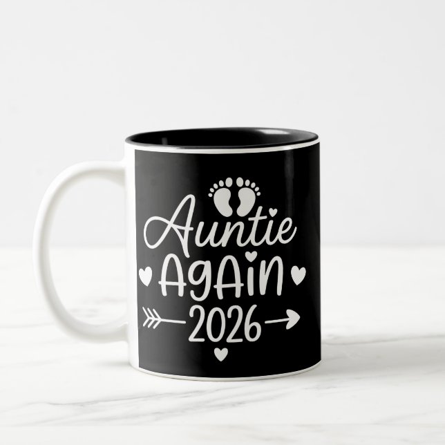 Caneca De Café Em Dois Tons Auntie Again 2026 Pregnancy Announcement (Esquerda)