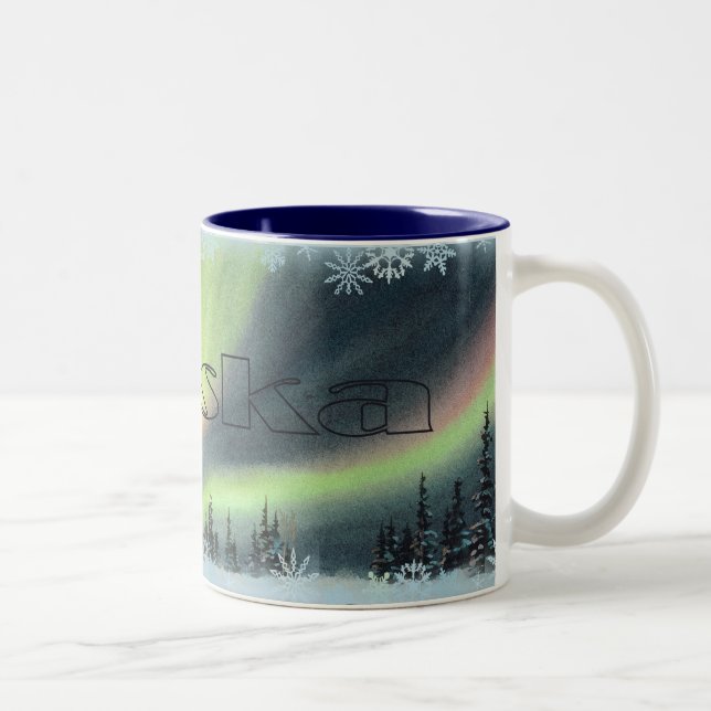 Caneca De Café Em Dois Tons AURORA BOREAL por SHARON SHARPE (Direita)