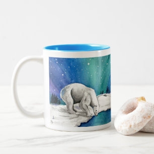 Caneca De Café Em Dois Tons Aurora Polar Bear