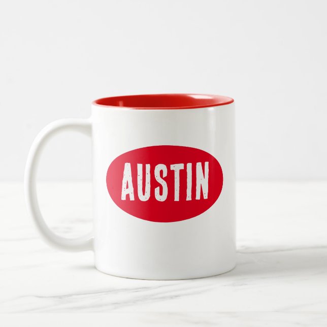 Caneca De Café Em Dois Tons Austin Red Texas Mug (Esquerda)