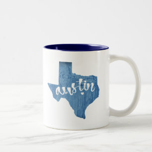 Caneca De Café Em Dois Tons Austin, Texas Wood Grain