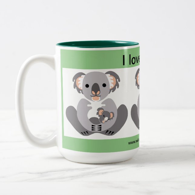 Caneca De Café Em Dois Tons Austrália - Eu amo KOALAS - Marsupial - Natureza (Esquerda)
