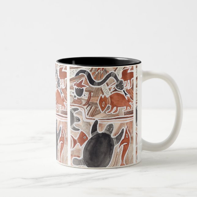 Caneca De Café Em Dois Tons Austrália Sonha Animais Turtle Cobra Mug (Direita)
