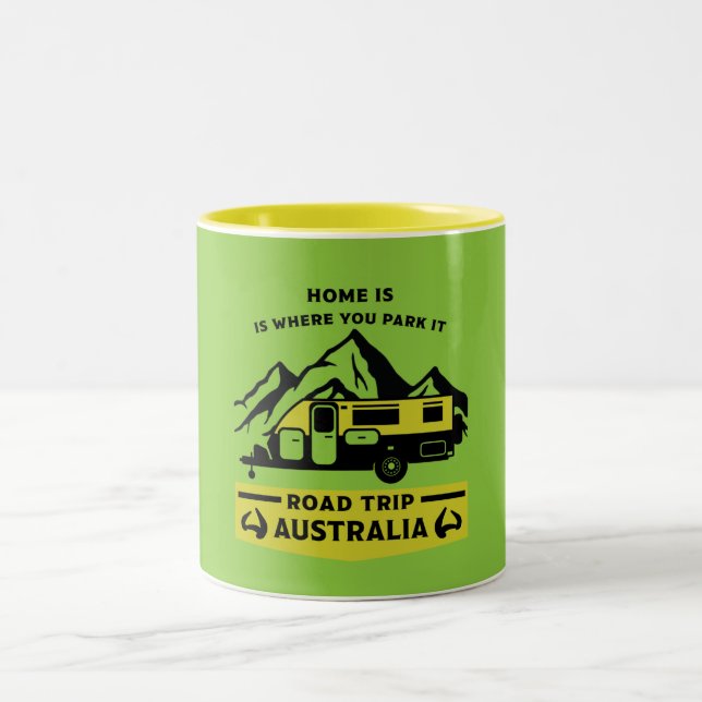 Caneca De Café Em Dois Tons Australiana Aussie Caravan Caravanning Summer (Centro)