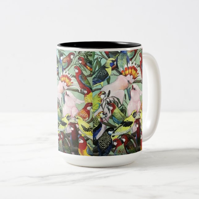 Caneca De Café Em Dois Tons australiano - Parrots Mug (Frente Esquerda)