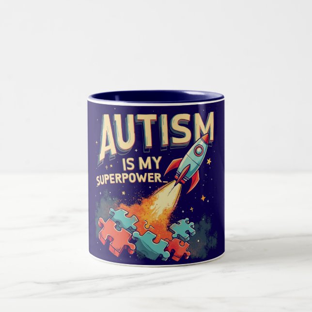 Caneca De Café Em Dois Tons Autismo é meu superpoder (Centro)