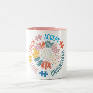 Caneca De Café Em Dois Tons Autismo Ensino Ensino Ensino Ensino Adoro