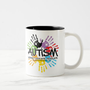 Caneca De Café Em Dois Tons Autismo Handprint