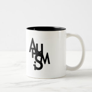 Caneca De Café Em Dois Tons Autismo (letras misturadas)