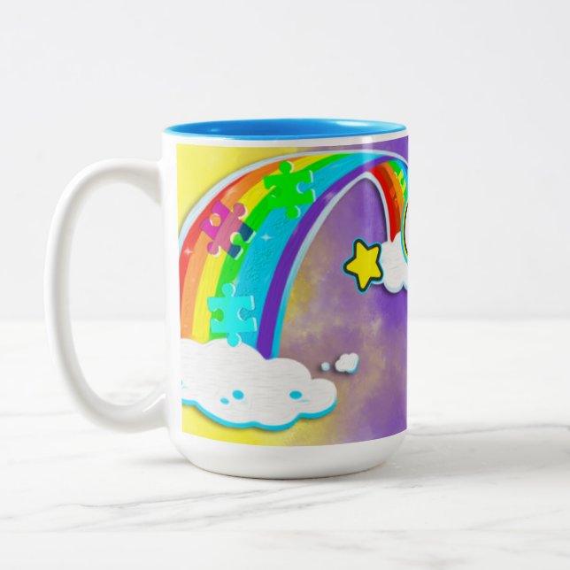 Caneca De Café Em Dois Tons Autismo Quebra-cabeça Shinning Stars (Esquerda)