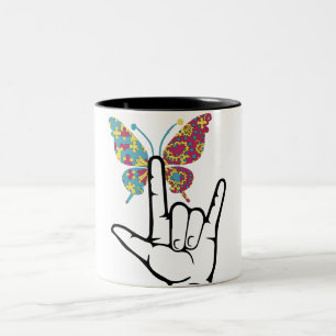Caneca De Café Em Dois Tons Autista Autismo Borboleta Autismo Consciência