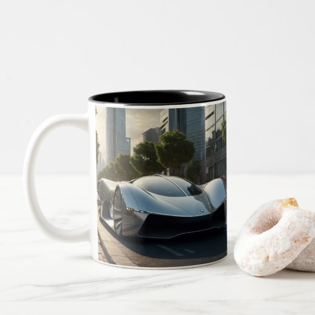 Caneca De Café Em Dois Tons Auto Uau! Futuro Carro 03 (Com Donut)