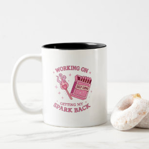 Caneca De Café Em Dois Tons Autoamor Faísca Rosa Caixa de Fósforos Empoderamen