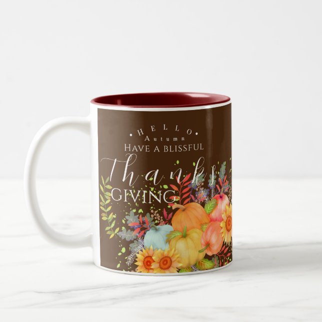 Caneca De Café Em Dois Tons Autumn Ação de Graças Brown (Esquerda)