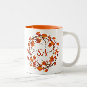 Caneca De Café Em Dois Tons Autumn Deixa a Ação de Graças