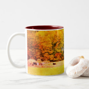 Caneca De Café Em Dois Tons Autumn Deixa A Vaca Natureza Da Arte Personalizada
