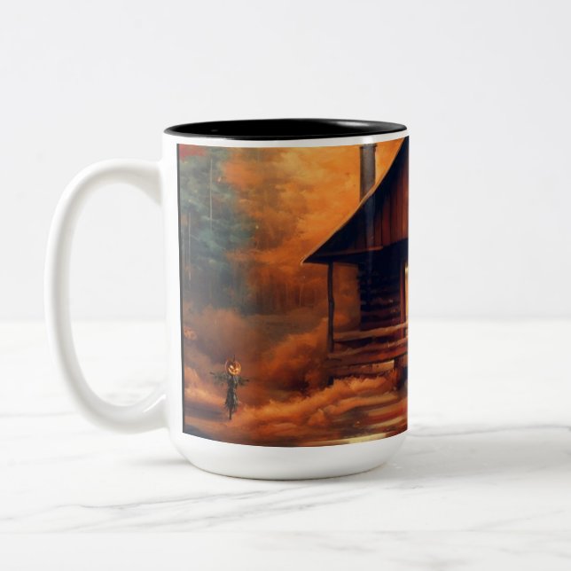 Caneca De Café Em Dois Tons Autumn/Fall/Halloween/pintura russa (Esquerda)