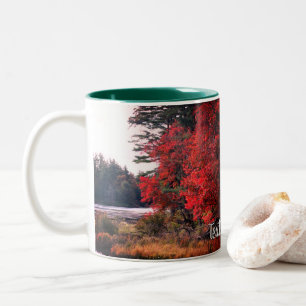 Caneca De Café Em Dois Tons Autumn Foliage Pond Nature Personalizado