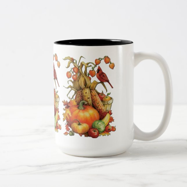 Caneca De Café Em Dois Tons Autumn Harvest Ação de Graças Mug (Direita)