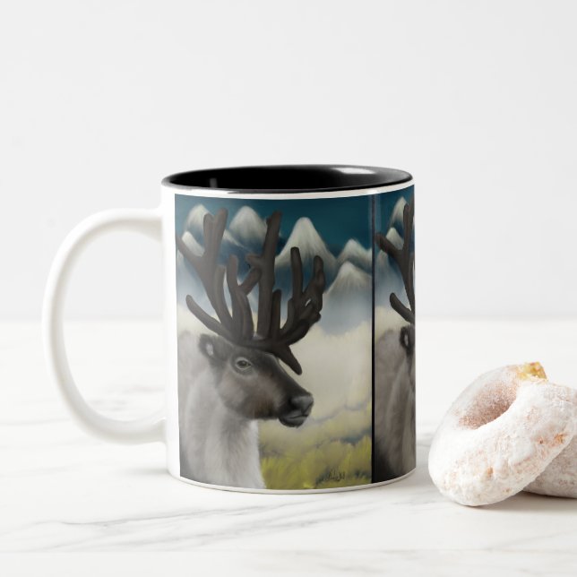 Caneca De Café Em Dois Tons Autumn Reverie: Majexpressa Reindeer (Com Donut)