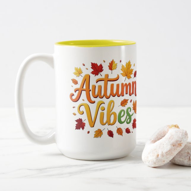 Caneca De Café Em Dois Tons Autumn Vibes (Com Donut)