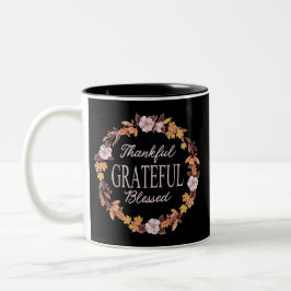 Caneca De Café Em Dois Tons Autumn Wreath Graças Grateful Abençoado