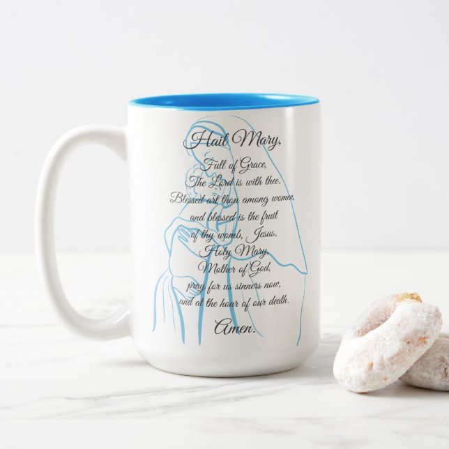 Caneca De Café Em Dois Tons Ave Maria Orando Mug (Com Donut)