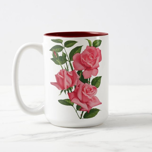 Caneca De Café Em Dois Tons Ave Maria Rosa Oradora Mug (Esquerda)