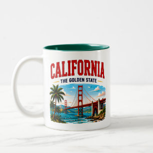 Caneca De Café Em Dois Tons Aventura da Costa Dourada da Califórnia