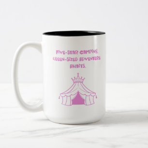 Caneca De Café Em Dois Tons Aventura de Luxo Rainha de Acampamento Cinco Estre
