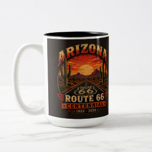 Caneca De Café Em Dois Tons Aventura do Café do Centenário da Rota 66 do Sudoe