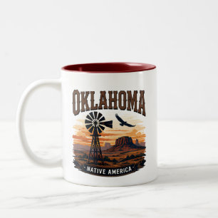Caneca De Café Em Dois Tons Aventura do pôr do sol da pradaria de Oklahoma