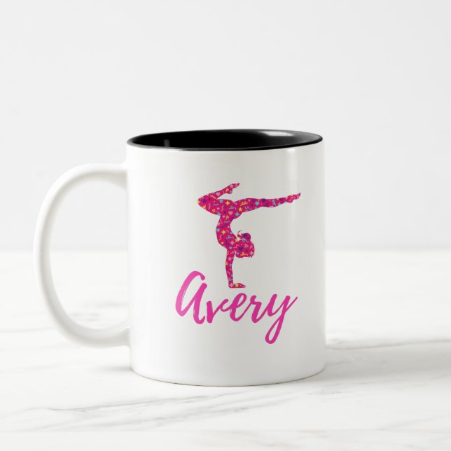Caneca De Café Em Dois Tons Avery de Nome de Gymnast Personalizado (Esquerda)