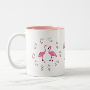Caneca De Café Em Dois Tons Aves do Flamingo Rosa