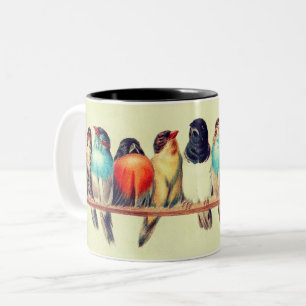 Caneca De Café Em Dois Tons Aves que amam aves selvagens