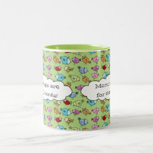 Caneca De Café Em Dois Tons Aves Whimsical Coloridas