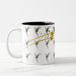Caneca De Café Em Dois Tons Aves Whimsical e Stars Mug