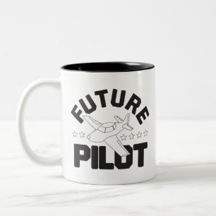 Caneca De Café Em Dois Tons Aviação para crianças que voam em pilotos de alto