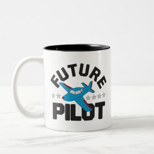 Caneca De Café Em Dois Tons Aviação para crianças voando em pilotos de alto