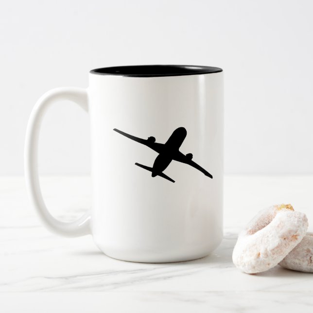 Caneca De Café Em Dois Tons Aviador de Aviões Voadores Aviador (Com Donut)