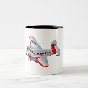 Caneca De Café Em Dois Tons Avião retrógrado de animação