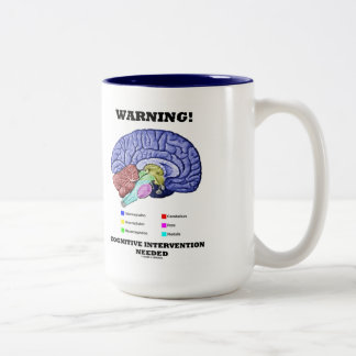 Caneca De Café Em Dois Tons Aviso! Intervenção Cognitiva Necessária De Humor C