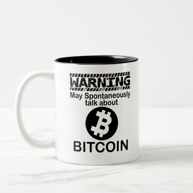 Caneca De Café Em Dois Tons Aviso Pode Falar Espontaneamente De Bitcoin (Esquerda)