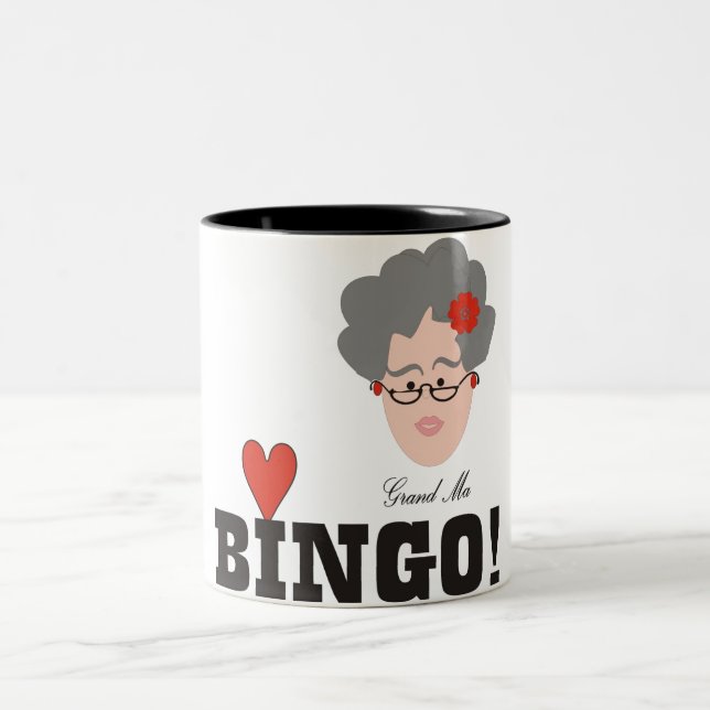 Caneca De Café Em Dois Tons Avó ama BINGO (Centro)