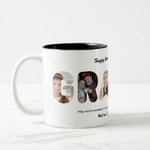 Caneca De Café Em Dois Tons Avô Colagem de Fotos Personalizadas