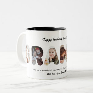 Caneca De Café Em Dois Tons Avó Colagem de Fotos Personalizadas Grammy