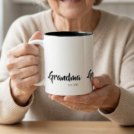 Caneca De Café Em Dois Tons Avó Estabeleceu Presente de Roteiro Preto Branco