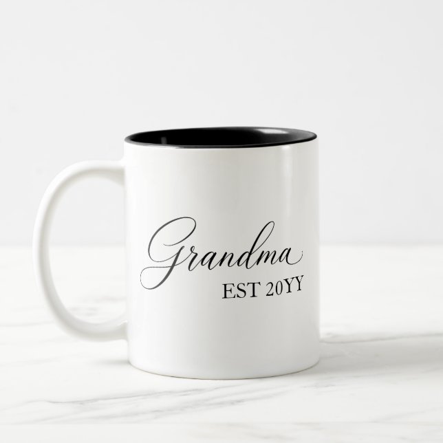 Caneca De Café Em Dois Tons Avó Estabelecida [Ano] – Personalizado  (Esquerda)