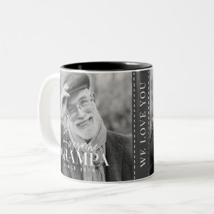 Caneca De Café Em Dois Tons Avô Incrível Desde 20XX Foto Elegante Simples